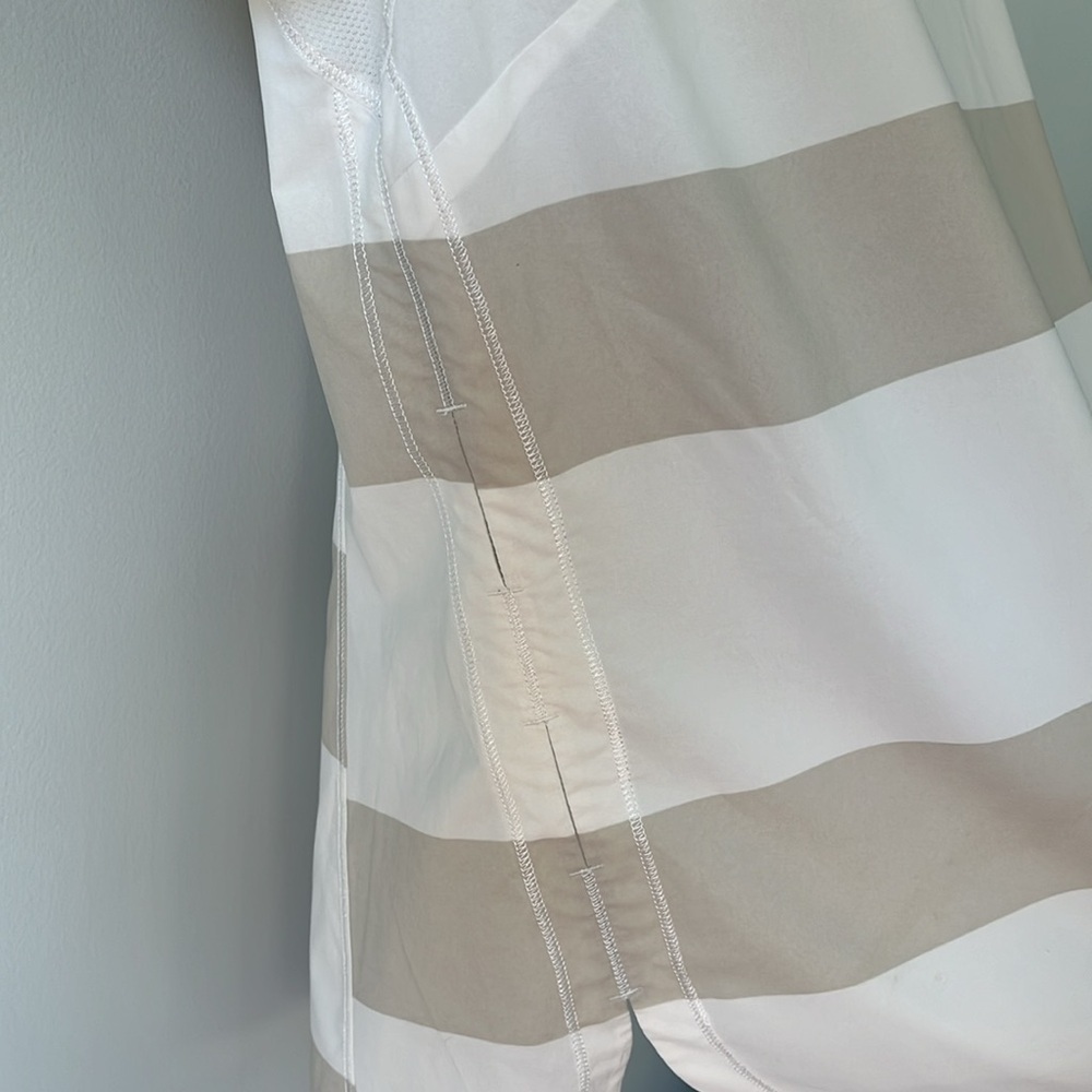 Lululemon Lightened Up Short Sleeve Stripe Tee Cashew White/White - Picture 7 of 10